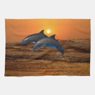 Bottlenose-Delphin am Sonnenuntergang Handtuch