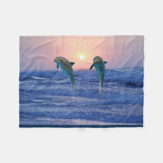 Bottlenose Dolphin bei Sonnenaufgang Fleecedecke (Vorderseite (Horizontal))