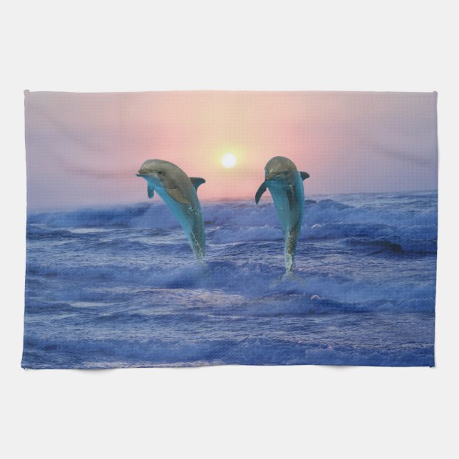 Bottlenose Dolphin bei Sonnenaufgang Handtuch (Horizontal)