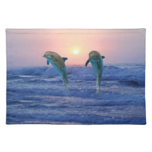 Bottlenose Dolphin bei Sonnenaufgang Stofftischset