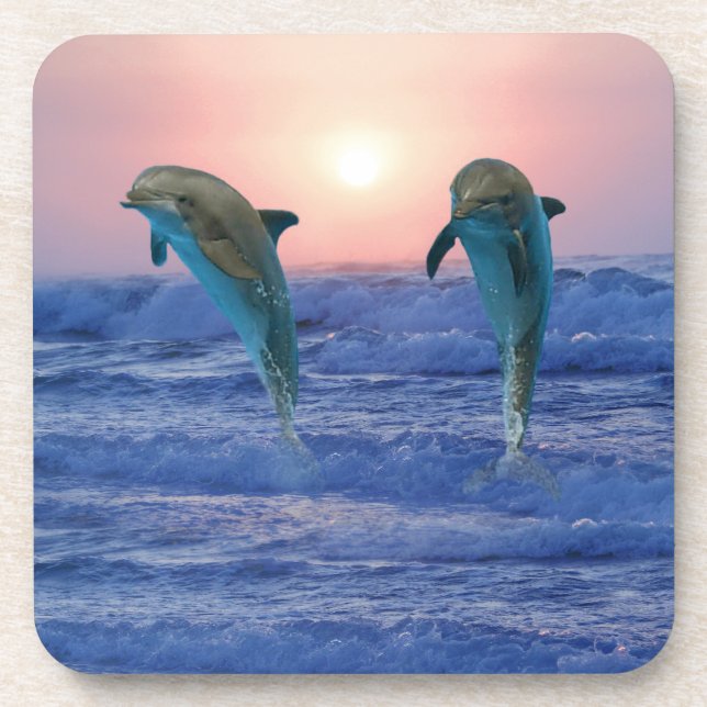 Bottlenose Dolphin bei Sonnenaufgang Untersetzer (Vorderseite)