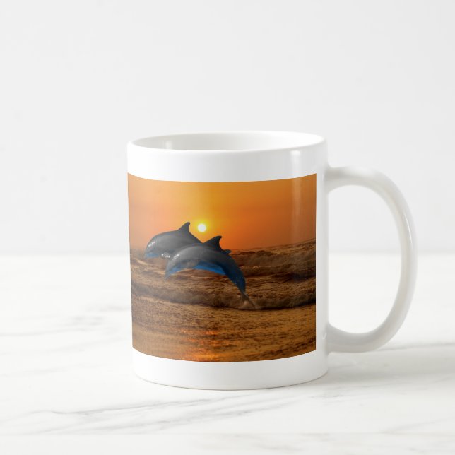 Bottlenose Dolphin bei Sonnenuntergang Kaffeetasse (Rechts)
