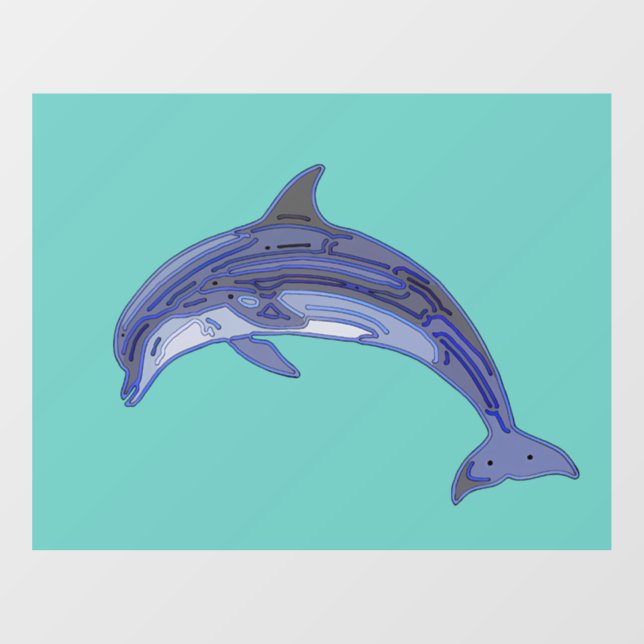 Bottlenose Dolphin Line Art Design Fensteraufkleber (Blatt)