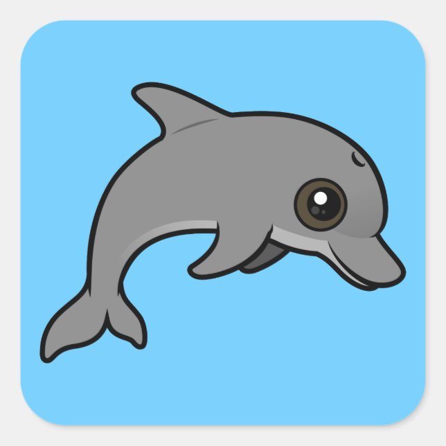 Bottlenose Dolphin Quadratischer Aufkleber (Vorderseite)