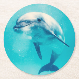 Bottlenosed Delphin Unterwasser Runder Pappuntersetzer