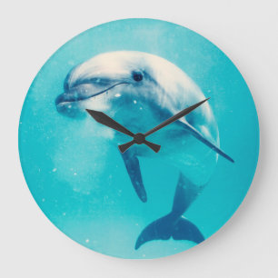 Bottlenosed Dolphin Underwater Große Wanduhr