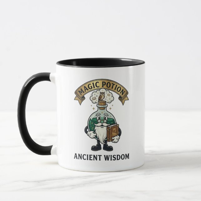 Botto Ancient Wisdom Wizard Magic Potion Owl Retro Tasse (Links)