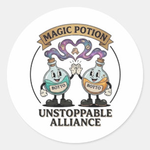 Botto Marke Unstoppable Alliance Retro Magic Potio Runder Aufkleber