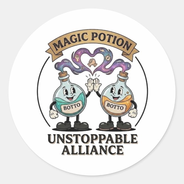 Botto Marke Unstoppable Alliance Retro Magic Potio Runder Aufkleber (Vorderseite)