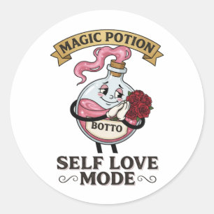Botto Selbstliebe-Modus Vintage-Zaubertrank A Runder Aufkleber