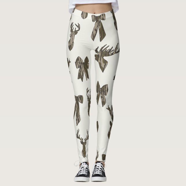 Bottom Lands Camo Coquette Bow for Women Deer Hunt Leggings (Vorderseite)