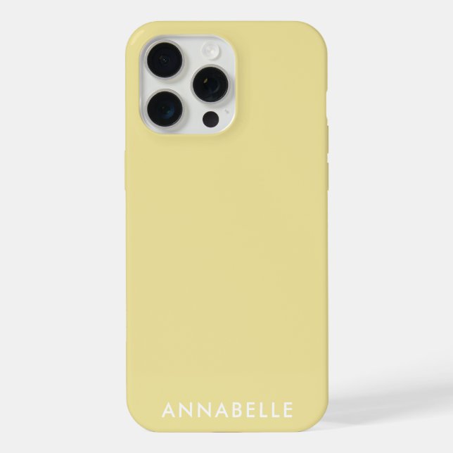 Bottom Monogram Name Light Yellow Minimalist iPhone Hülle (Rückseite)