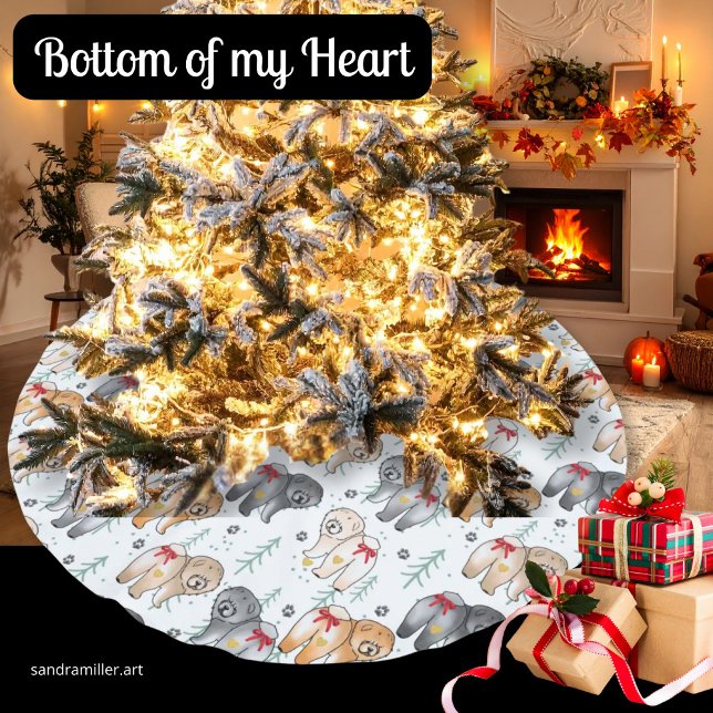 BOTTOM OF MY HEART 5 chow colors Polyester Weihnachtsbaumdecke (Von Creator hochgeladen)