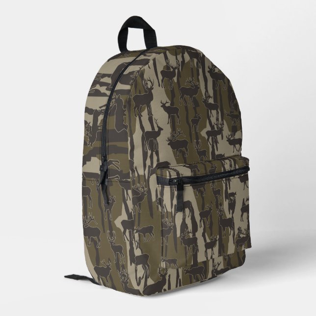 Bottomland Camo Deer Hunting Deer Pattern Bedruckter Rucksack (Rückseitige Ecke links)