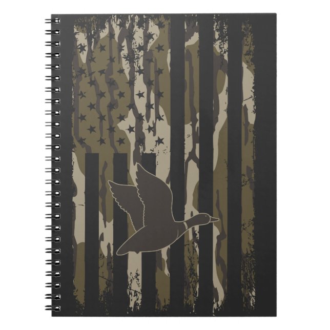 Bottomland Camouflage Duck Junting American Flag U Notizblock (Vorderseite)