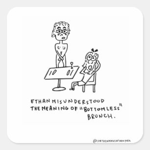 Bottomloser Brunch Quadratischer Aufkleber