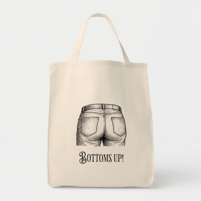 Bottoms Up! Funny White Elephant Gift Christmas Tragetasche (Vorne)