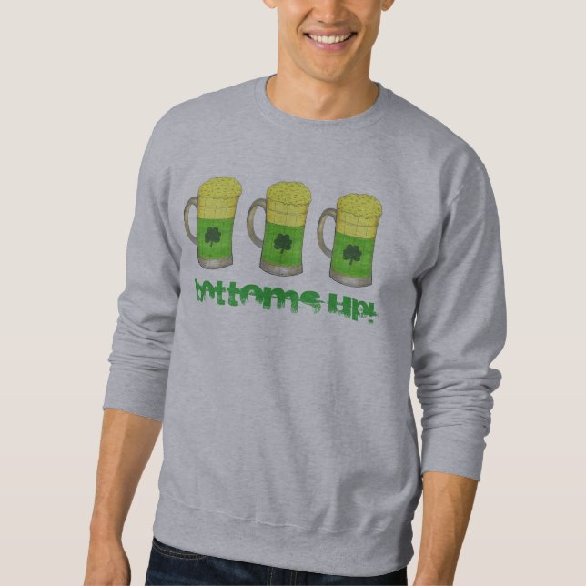 BOTTOMS UP Green Beer St. Patrick's Day Drinks Sweatshirt (Vorderseite)