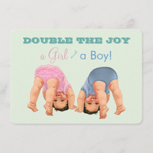 Bottoms Up Zwillings-Baby-Party Einladung