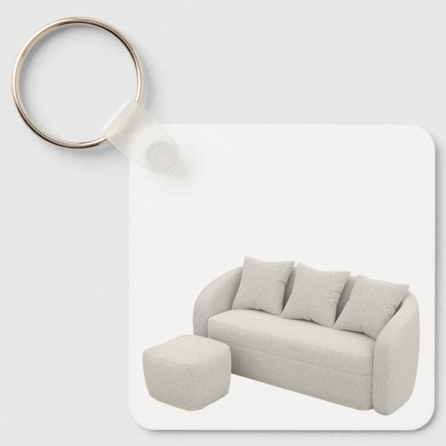 Boucle-Sofa mit Ottoman Schlüsselanhänger (Vorderseite)