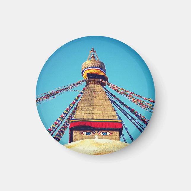Boudhanath Stupa, Buddha Eyes, Himalayas, Nepal Magnet (Vorne)