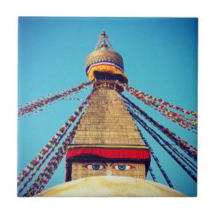 Boudhanath Stupa, Buddha Eyes, Kathmandu, Nepal Fliese