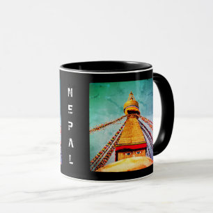 Boudhanath Stupa, Buddha Eyes, Kathmandu, Nepal Tasse