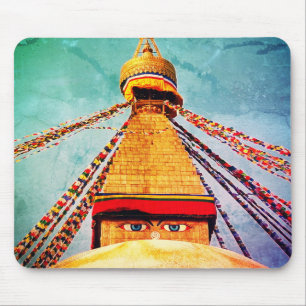 Boudhanath Stupa, Vintager Buddha, Himalaya, Nepal Mousepad