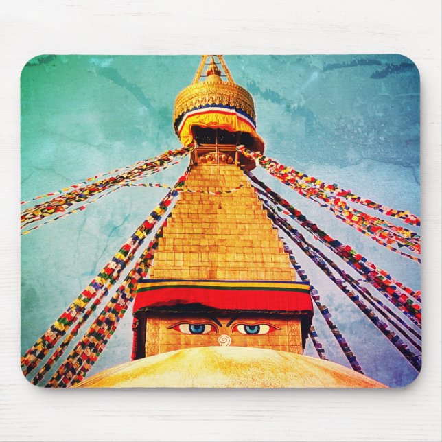 Boudhanath Stupa, Vintager Buddha, Himalaya, Nepal Mousepad (Vorne)