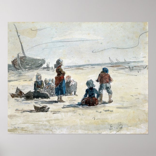 Boudin - Ehefrauen der Fischer, 1855 Poster (Vorne)