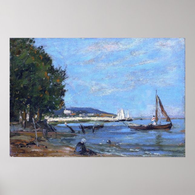 Boudin - Honfleur Riverscape 1854 Poster (Vorne)