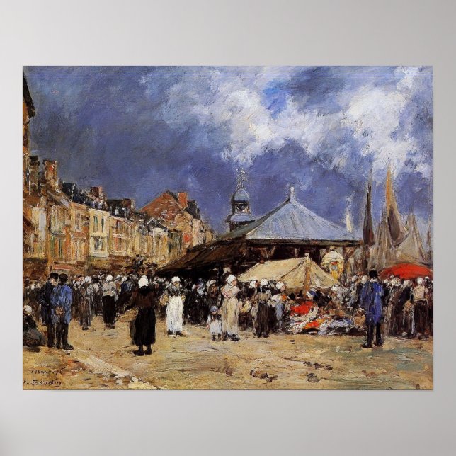 Boudin - Markt in Trouville Poster (Vorne)