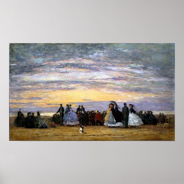 Boudin - The Beach at Villerville, 1864 Poster (Vorne)