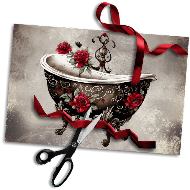 Boudoir | Badewanne Alte antike, goldgefußte Badew Seidenpapier (Von Creator hochgeladen)