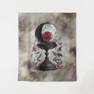 Boudoir Crystal Ball Crescent Moon Rote Rosen Wandteppich