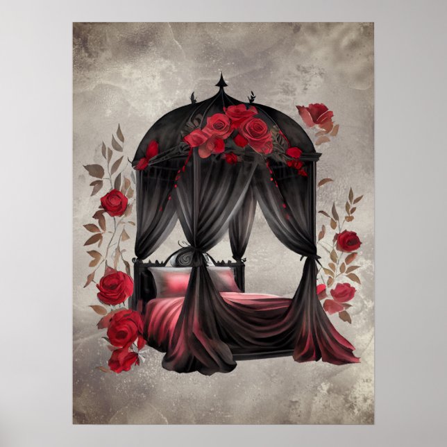 Boudoir | Scarf Canopy Altes antikes Poster Bett (Vorne)
