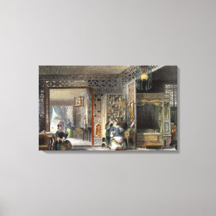 Boudoir und Bett-Kammer einer Dame des Ranges, von Leinwanddruck