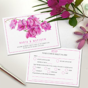 Bougainvillea Aquarell Rosa weiße Hochzeit RSVP Karte