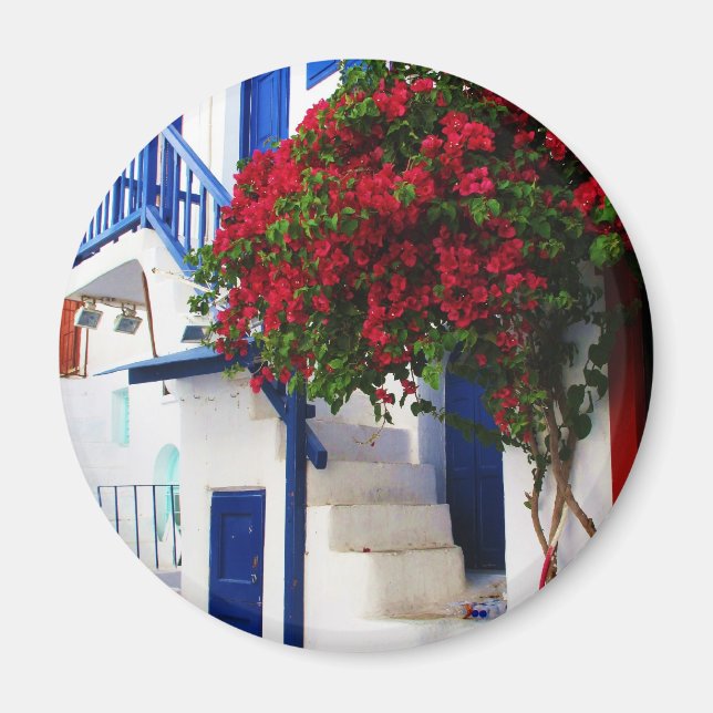 Bougainvillea, außerhalb eines Hauses, Mykonos Magnet (Vorne)