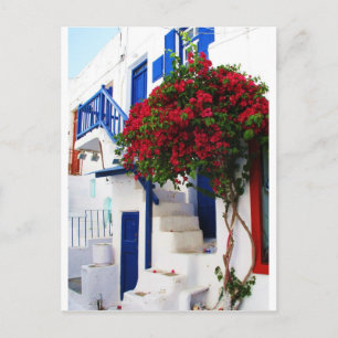 Bougainvillea, außerhalb eines Hauses, Mykonos Postkarte