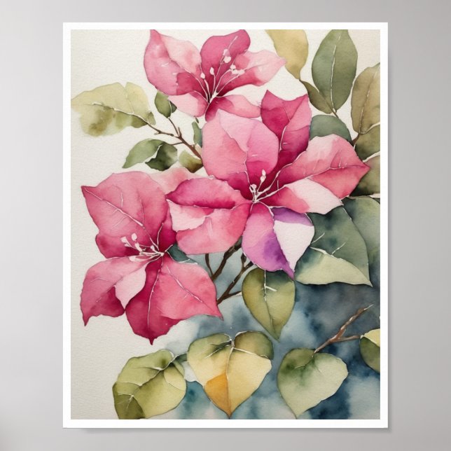 Bougainvillea Blume Malerei Aquarellpflaster Poster (Vorne)