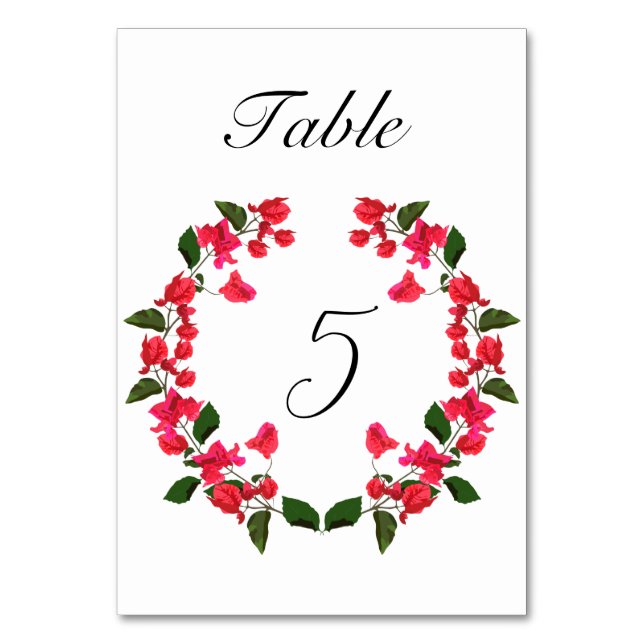 Bougainvillea Blume Wedding Tischnummer Card (Vorderseite)