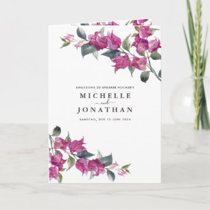 Bougainvillea Burgund Floral Deutsche Hochzeit Einladung