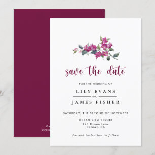 Bougainvillea Burgund Save the Date Einladung