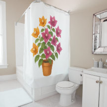 Bougainvillea flower bathroom curtain