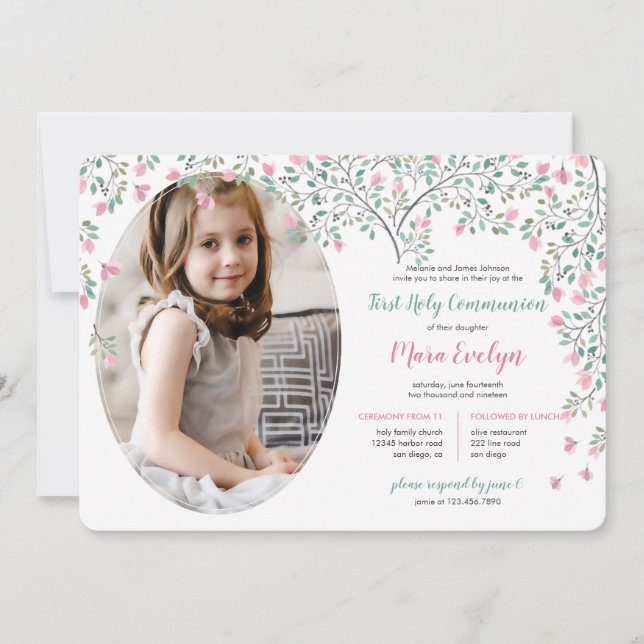 Bougainvillea Foto Erste Heilige Kommune Einladung (Vorderseite)