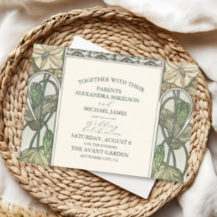 Bougainvillea Green Art Nouveau Mucha Hochzeit Einladung