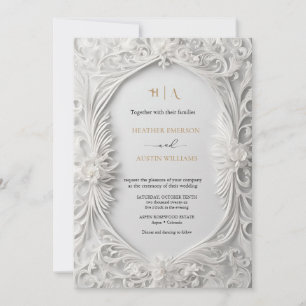 Bougainvillea Green Gold Wedding Art Nouveau Mucha Einladung