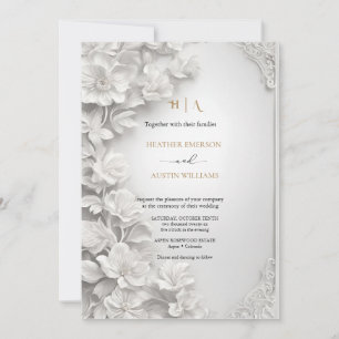 Bougainvillea Green Gold Wedding Art Nouveau Mucha Einladung