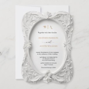 Bougainvillea Green Gold Wedding Art Nouveau Mucha Einladung